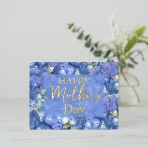 Blue Hydrangeas Blooms Moederdag Folie Feestdagen Briefkaart