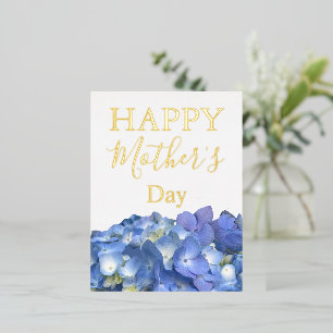 Blue Hydrangeas Blooms Moederdag Folie Feestdagen Briefkaart