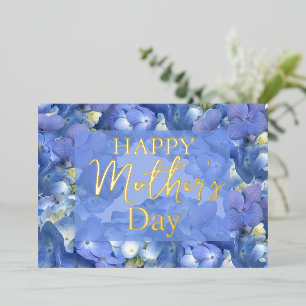 Blue Hydrangeas Blooms Moederdag Folie Feestdagenkaart