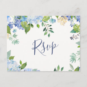 Blue Hydrangeas Bruiloft RSVP met Maaltijd Keuze Briefkaart