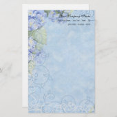 Blue Hydrangeas, Butterfly & Swirl Modern Floral Briefpapier (Voorkant / Achterkant)