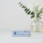 Blue Hydrangeas, Butterfly & Swirl Modern Floral Mini Visitekaartje (Staand voorkant)