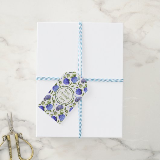 Blue Hydrangeas Cadeaulabel (Met Touw)