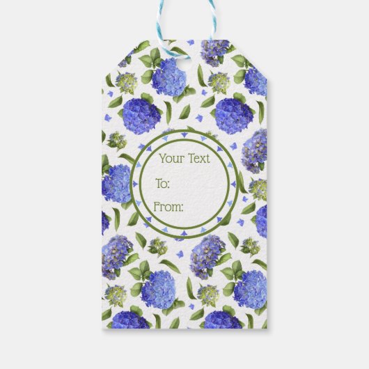 Blue Hydrangeas Cadeaulabel (Achterkant)