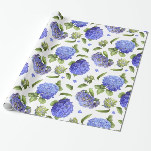 Blue Hydrangeas Cadeaupapier (Uitgerold)