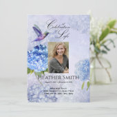 Blue Hydrangeas Celebration of Life Funeral Kaart (Staand voorkant)