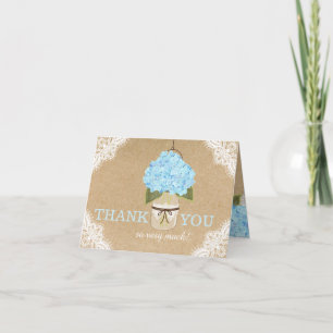 Blue Hydrangeas dentelle Kraft Rustique Merci mode