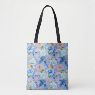 Blue Hydrangeas en Hummingbird Canvas tas