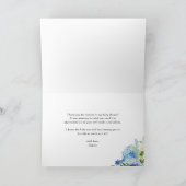 Blue Hydrangeas en Ivory Rozen Wedding Bedankkaart (Binnen)