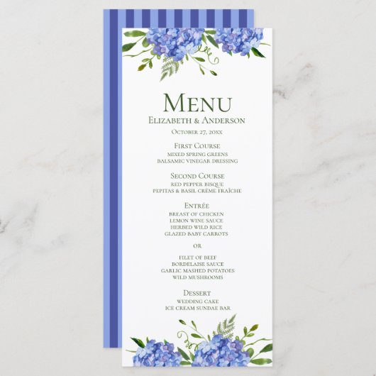 Blue Hydrangeas Engagement Party Menu (Voorkant / Achterkant)