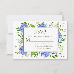 Blue Hydrangeas Engagement Party RSVP Kaartje