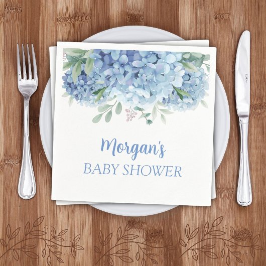 Blue Hydrangeas Floral Boy Baby shower Servet