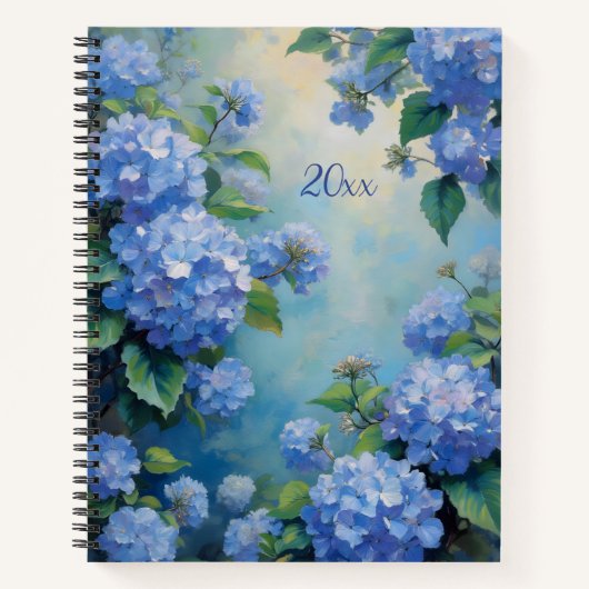 Blue Hydrangeas Floral Spiral-bound Journal Spring (Devant)