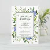 Blue Hydrangeas Floral Waterverf Rehearings Dinner Kaart (Staand voorkant)