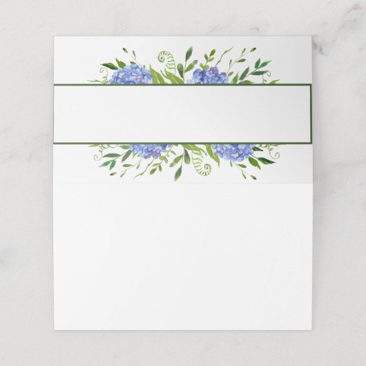 Blue Hydrangeas Floral Waterverf Wedding (Buitenkant ongevouwen)