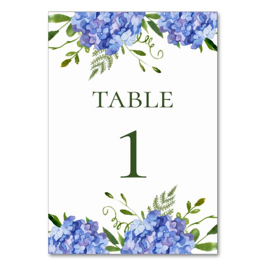 Blue Hydrangeas Floral Waterverf Wedding Kaart (Voorkant)