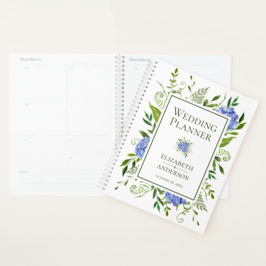 Blue Hydrangeas Floral Waterverf Wedding Planner (Display)