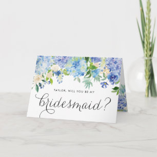 Blue Hydrangeas Floral zal je mijn Bridesmaid zijn Kaart