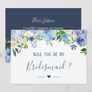 Blue Hydrangeas Floral zal je mijn Bridesmaid zijn Kaart