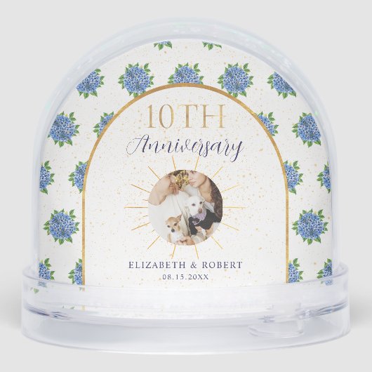 Blue Hydrangeas Gold Custom Photo 10th Anniversary (Arrière)