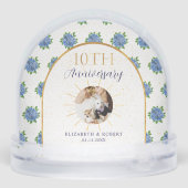 Blue Hydrangeas Gold Custom Photo 10th Anniversary Sneeuwbol (Achterkant)