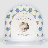 Blue Hydrangeas Gold Custom Photo 1st Anniversary (Arrière)