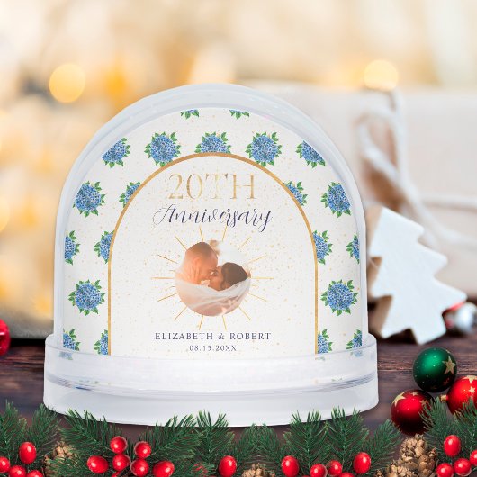 Blue Hydrangeas Gold Custom Photo 20th Anniversary