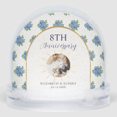 Blue Hydrangeas Gold Custom Photo Anniversary Sneeuwbol (Achterkant)