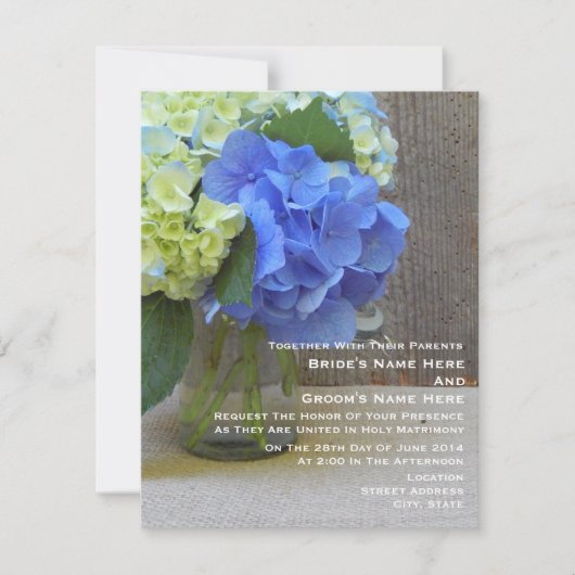 Blue Hydrangeas in een marineverbinding Kaart (Voorkant)