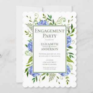 Blue Hydrangeas Invitation de la partie d'engageme