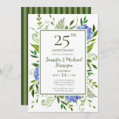 Blue Hydrangeas Invitation du 25e anniversaire (Devant / Derrière)