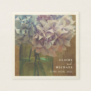 Blue Hydrangeas Mason Jar Wedding Servet