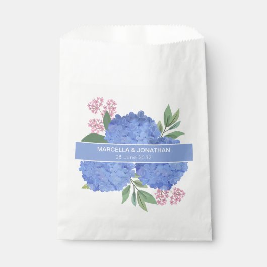 Blue Hydrangeas Modern Boeket Custom Bedankzakje (Voorkant)