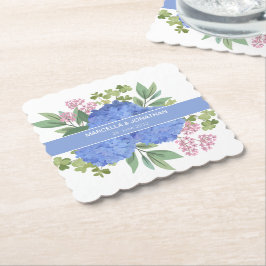 Blue Hydrangeas Modern Boeket Custom Kartonnen Onderzetters