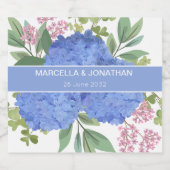 Blue Hydrangeas Modern Boeket Custom Likeurfles Etiket (Enkel label)