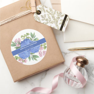 Blue Hydrangeas Modern Boeket Custom Ronde Sticker