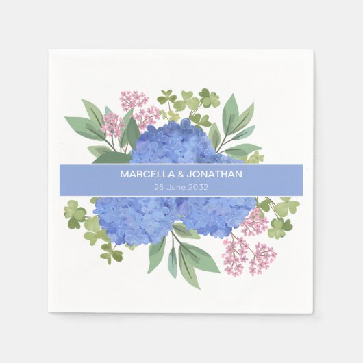 Blue Hydrangeas Modern Boeket Custom Servet (Voorkant)