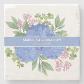Blue Hydrangeas Modern Boeket Custom Stenen Onderzetter (Voorkant)