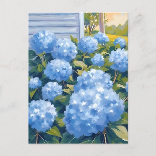 Blue Hydrangeas New England Coastal Waterverf Briefkaart (Voorkant)
