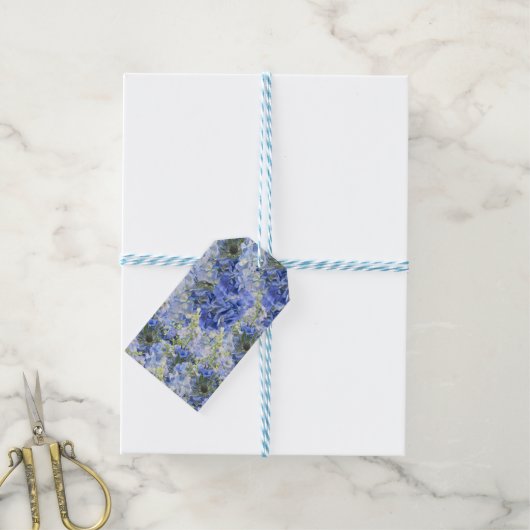 Blue Hydrangeas Pattern Cadeaulabel (Met Touw)
