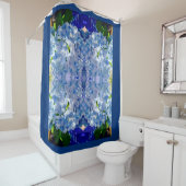 Blue Hydrangeas Pattern Douchegordijn (In situ)