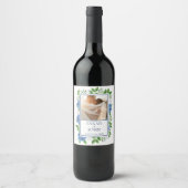 Blue Hydrangeas Photo Weddenschap Wine Label Wijn Etiket (Voorkant)
