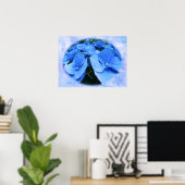 Blue Hydrangeas - Poster (Thuiskantoor)