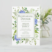 Blue Hydrangeas repetitie diner Kaart (Staand voorkant)