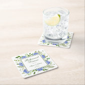 Blue Hydrangeas Script repetitie diner Vierkante Kartonnen Onderzetter (Insitu)