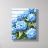 Blue Hydrangeas Struiken Bloemenschilderij Canvas Afdruk (Voorkant)