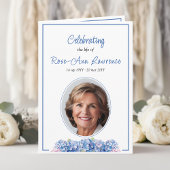 Blue Hydrangeas Summer Flowers Funeral Folded Programma