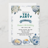 Blue Hydrangeas tea party Invitation (Devant / Derrière)