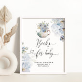Blue Hydrangeas thé pot Books for baby Poster
