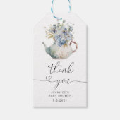Blue Hydrangeas theepot baby shower dank u Cadeaulabel (Voorkant)